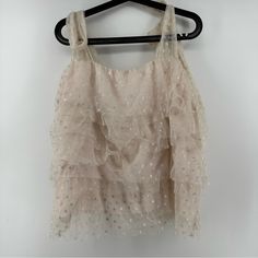 Nwt Maeve By Anthropologie. Tulle Top Tank Top. Flowy Blouse. Baby Pink Color. Size Large Womens. O09 Sheer Cami Top For Evening, Sheer Mesh Cami Top For Party, Sheer Sleeveless Lace Top For Party, Sleeveless Sheer Lace Top For Party, Feminine Sheer Camisole Top, Sheer Lace Camisole Top For Party, Feminine Ruffled Tops, Feminine Evening Cami Tops, Party Lace Cami Top