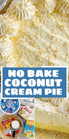 no bake coconut cream pie with text overlay