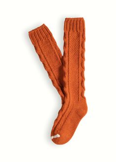 Thunders Love High Knee Cable Knit Orange Socks Cozy Warm Knit Knee-high Socks, Cozy Knitted Knee-high Socks, Cozy Knee-high Knit Socks, Cozy Hand Knitted Socks For Fall, Cozy Wool Socks For Winter, Cozy Knit Knee-high Socks, Cozy Knitted Knee-high Socks For Fall, Hand Knitted Knee-high Winter Socks, Hand Knitted Knee-high Socks For Winter