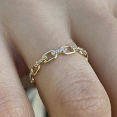 14k Solid Gold Open Link Ring Gold Chain Link Ring Link | Etsy Stackable Cubic Zirconia Diamond Ring For Promise, Stackable Cubic Zirconia Diamond Promise Ring, Stackable Cubic Zirconia Promise Ring, Silver 14k Gold Chain Ring With Diamond Accents, Dainty Stackable Cubic Zirconia Diamond Ring, Cubic Zirconia Midi Rings With Diamond Accents, Stackable Diamond Promise Jewelry, Promise Stackable Diamond Jewelry, Promise Diamond Stackable Jewelry