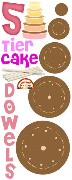 five tier cake cut outs with the words 5 tier cake down below it and an image of