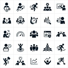 business icons and pictograms are shown in this set, each with an individual's own image