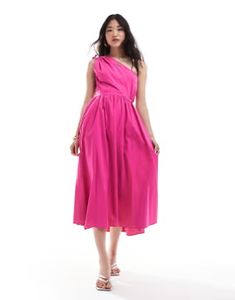 Closet London one shoulder cut out cotton midaxi dress in pink | ASOS Off-shoulder Midi Dress With Side Slits For Summer, Spring One-shoulder Midi Dress With Side Slits, Spring One Shoulder Midi Dress With Side Slits, One Shoulder Midi Dress With Side Slits For Spring, Summer One-shoulder Midi Dress With Side Slits, Spring Strapless Dresses With Side Slits, Strapless Dresses With Side Slits For Spring, Pink One-shoulder Midi Dress For Summer, Fitted One-shoulder Pink Dress For Summer