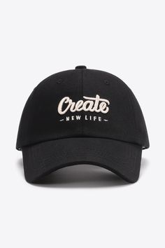 CREATE NEW LIFE Adjustable Cotton Baseball Cap - Hats - FITGGINS Baseball Cap Pattern, Men's Ethnic Wear, Graphic Material, Blue Zones, Cap Patterns, Pride Shirts, New Life, Baseball Cap, Women's Accessories