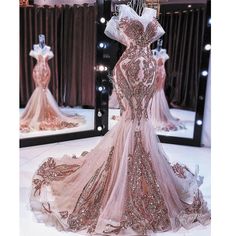 Rose Gold Evening Dresses Long Mermaid Modest Sparkly Sequin Applique Elegant Evening Gown Abendklei on Luulla Dresses Baddie, Baddie Clothing, Baju Kahwin, Classy Prom, Gold Evening Dresses, Gold Mermaid, Gorgeous Prom Dresses, Prom Girl Dresses, Senior Prom Dresses