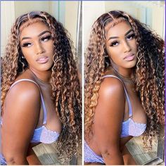 Hair Material: 100% Human Hair Hair Texture: Water Wave Hair Hair Color: Brown Chocolate Hair With Blonde Highlights Hairline: Pre-Plucked Natural Hairline Hair Length: 10-30 inches Wig Density: 150%, 200% Lace Design: 13x4 Transparent Lace, 4x4 Transparent Lace Cap Size: Average Size (Head circumference: 22.5inch) Hair Quality: High Quality, Free Tangling, Minimal Shedding Features: Can be Dyed, Bleached, Restyled Processing Time: It's a customized product, that usually takes 1-5 business days Lace Front Wigs Color, Wavy Braids, Brown Hair With Blonde, Highlight Brown, Hair With Blonde Highlights, Wigs Color, Water Wave Hair, Hair Highlight, Wig Brown