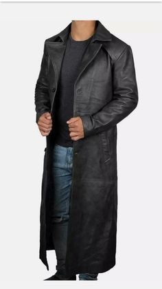 #ad Top Seller for Leather Trench Coat Long Coat For Men Full Length Overcoat Winter Classic Jacket, Men's Clothing Single Breasted Long Outdoor Coat, Single Breasted Long Coat For Outdoor, Single-breasted Long Outdoor Coat, Outdoor Long Coat With Button Closure, Outdoor Long Pea Coat With Pockets, Urban Fitted Outerwear With Button Closure, Fitted Long Outdoor Coat, Fitted Long Coat For Outdoor Wear, Fitted Long Coat For Outdoor