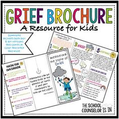 **Note: This brochure is included in my larger product Weathering the Storm of Grief Bundle**This brochure gives an overview of The 5 Stages of Grief as a way to help kids through the grieving process. It also includes a stress relief exercise and examples of activities to do as a way to find happiness again.Directions: Print double sided, fold on dotted lines. Drawings Creativity, Colorful Brochure, Child Life Specialist, Elementary Counseling, Elementary School Counseling, School Social Work, Therapy Counseling, Counseling Resources