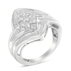 a white gold ring with diamonds on it