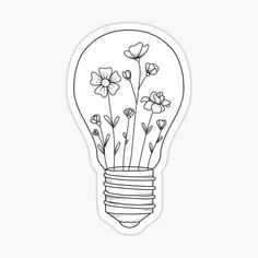 a light bulb filled with flowers sticker