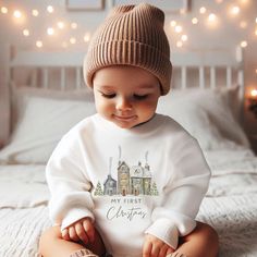 Celebrate Christmas with this sweet piece featuring the text "first Christmas" and your little one's name, or opt for "my first christmas". The design is printed on 100% cotton 7.2 oz. Please refer to the labeled picture (photo 3) for the apparel type. Sleeper Item has optional mitten and footies that can be folded. The classic baby bodysuit comes in long and short sleeves. The romper is a sweatshirt material. This piece is a sturdy material, cozy soft and perfect for staying cuddly. Please note Baby First Christmas Shirt, My First Christmas Body, Christmas Photos Outfits, Baby Christmas Shirt, My First Christmas Outfit, My 1st Christmas, Baby Christmas Photos, First Christmas Baby, First Christmas Photos