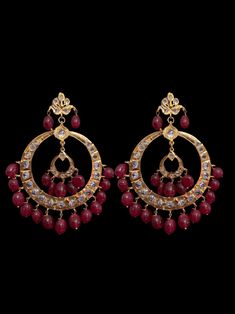 Reqdy to ship   Chandbali  Made using polki and pearls  22ct gold plated  Delivered in 3-5 days within USA  7-11 days worldwide Ruby Beads, Quartz Beads, 7 11, Indian Jewellery, Gold Jewellery, Chandelier Earrings, Black Beads, Hyderabad, Indian Jewelry