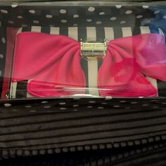 Brand New,Betsey Johnson Hot Pink Bow With Black And White Strips, It's Adorable! Never Used Original Packaging Only Took Out Of The Box To Take Pictures. Smoke Free Home. Minor Flaw Pictured On The Corner Of The Bow. Chic Pink Wallets For Everyday Use, Chic Pink Wallet For Everyday Use, Trendy Pink Clutch Wallet, Chic Pink Bifold Wallet, Formal Pink Bifold Wallet, Pink Rectangular Wallet For Party, Chic Pink Wallet For Formal Occasions, Chic Pink Formal Wallet, Chic Pink Evening Wallet