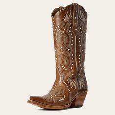 Pearl Western Boot Embroidered Cowgirl Boots, Womens Western Fashion, Womens Work Boots, Brown Knee High Boots, Spot Lights, Work Boots Men, Cowboy Boots Women, Western Boot, Brown Heels