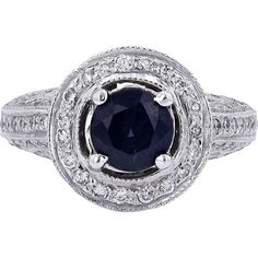 Marvel at the melody of design with our breathtaking 18K White Gold 1.35 Carat Sapphire Center Ring. This exquisite piece features a mesmerizing sapphire center stone, radiating elegance and sophistication. With a total carat weight of 1.35 Carats, the sapphire captivates with its deep blue hue, symbolizing wisdom and royalty.Encircling the majestic sapphire are delicate diamonds, totaling 1.00 Carat in weight, adding a brilliant sparkle and enhancing the allure of the ring. Crafted with precision and passion, the ring boasts a setting of 18K white gold, ensuring durability and timeless beauty.Indulge in luxury and make a statement with this captivating ring, perfect for any special occasion or as a stunning addition to your jewelry collection. Let its beauty adorn your finger and elevate The Melody, Diamond Birthstone, White Gold Set, Blue Sapphire Diamond, Ring With Diamond, White Gold Jewelry, Blue Sapphire Rings, Sapphire Diamond, Estate Jewelry