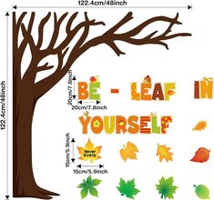 the words be - leaf in yourself are arranged around a tree