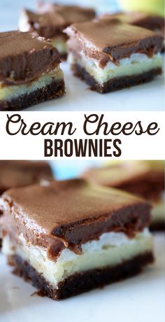 three different views of ice cream cheese brownies