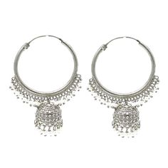 PRICES MAY VARY. Metal: Alloy Plating: Rhodium Silver Stone: Cubic Zircon Material: Pearl | Earring Full Length: 2.5 Inch Chandelier: Length: 0.50 Inch Diameter of Hoop: 1.64 Inch Back Finding: Infinity Hoop Tiny white pearls around the silver hoop as well as on the chandelier small Jhumki, dangling below the hoop ANY OCCASION - Party, Wedding, Bridal, Dance, Dandiya and all Indian Festival wear | Womens Gifts for Mothers Day, Valentines Day, Christmas, Ramadan, Eid, Diwali, Holi | Meticulously Silver Hoop Jewelry For Celebration, Silver Metal Hoop Earrings For Celebrations, Traditional White Hoop Earrings, Silver Dangle Hoop Earrings For Celebration, Bollywood Silver Dangle Chandelier Earrings, Silver Bollywood Chandelier Dangle Earrings, Silver Chandelier Earrings With Dangling Beads For Festive Occasions, Latkan Dangle Hoop Earrings For Celebrations, Silver Chandbali Hoop Earrings For Celebration