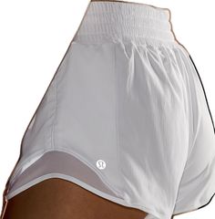 Lululemon Athletic Shorts With Built-in Shorts For Summer, High-waisted Running Shorts, Lululemon White Short Activewear, White Lululemon Athletic Shorts, Lululemon White Athletic Shorts With Built-in Shorts, Lululemon Nylon Shorts For Running Errands, Breathable High-waisted Athletic Shorts For Running, High-waisted Athletic Shorts With Built-in Shorts For Running, White Lululemon Workout Shorts