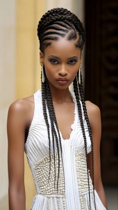 #braids African Ponytail Hairstyles Braids, Protective Hairstyles Ponytail, New Year Hairstyle, Unique Braids, Braided Hairstyles For Black Women Cornrows, Goddess Braids Hairstyles, African Hair Braiding Styles, Afrikaanse Mode, Braided Cornrow Hairstyles