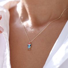 Animal Little Fish Necklace 14K Gold Charm Pendants Turquoise White Enamel Gift For Women Great Choice For Birthdays And Wedding Monsini ❤❤【Materials & Specifications:】 - Chain thickness is 0.9mm - pendant including handle Length :1.6cm (0,62in) -pendant Width:6.4mm (0,25in) ❤❤【Available in 4 different chain lengths】 42 cm (16.5 in) 44 cm (17.3 in) 46 cm (18.1 in) 48 cm (18.8 in) Enamel Fish-shaped Jewelry For Gifts, Enamel Fish-shaped Jewelry As Gift, Fish-shaped Enamel Jewelry As A Gift, Fish-shaped Enamel Jewelry For Gifts, Fish-shaped Enamel Jewelry Gift, Yellow Gold Enamel Necklace For Wedding, Gold Braces, Fish Necklace, Snake Pendant