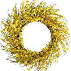 a wreath with yellow flowers and branches