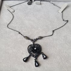 This Beauty Is Fabulous!!! It Measures 15 Inches With A Three-Inch Necklace Extender. I Never Wore The Necklace. It's In Perfect Condition. Vintage Black Necklace For Valentine's Day, Elegant Black Heart Necklace For Parties, Black Heart Necklace, Necklace Extender, The Necklace, Betsey Johnson Jewelry, Black Heart, Heart Necklace, Betsey Johnson