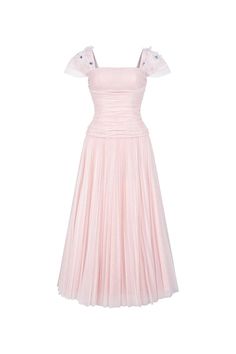 Angelic A-line Square Neck Tulle Ankle Length Dress | MEAN BLVD Fitted Tulle Evening Dress Tea Length, Fitted Elegant Tulle Tea Length Dress, Fitted Tulle Tea Length Wedding Dress, Wedding Tulle Tea Length Dress, Pink Tea Length Evening Dress, Pink Tea-length Evening Dress, Evening Tulle Tea Length Dress, Tulle Tea Length Evening Dress, Elegant Tulle Midi-length Evening Dress