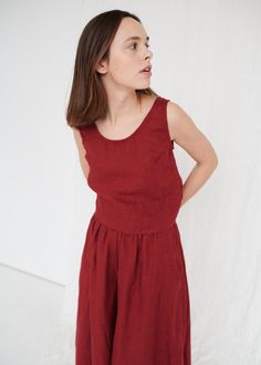 Malibu top / Linen top / Linen blouse / Linen tank top / Linen | Etsy Summer Burgundy Sleeveless Top, Burgundy Sleeveless Summer Top, Chic Red Cropped Tank Top, Chic Burgundy Tops For Summer, Chic Burgundy Summer Tops, Red Sleeveless Cotton Crop Top, Summer Linen Pants, Linen Crop Top, Linen Tank Top