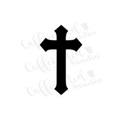 a black and white silhouette of a cross