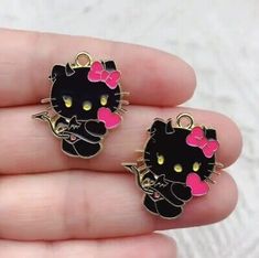 10 PCS/ Hello Kitty Kawaii Cartoon Gold Plated Pendant For Necklaces Bracelets  | eBay Kawaii Metal Jewelry For Gifts, Cute Metal Jewelry With Cat Design, Cute Black Jewelry With Charms, Black Harajuku Style Jewelry Gift, Cute Multicolor Jewelry For School, Handmade Pink Jewelry For School, Harajuku Style Black Jewelry, Pink Kpop Jewelry Gift, Pink Kpop Jewelry For Gift