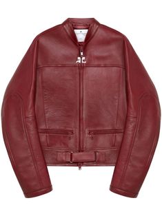 Courrèges Scuba Leather Biker Jacket - Farfetch Cool Leather Jackets, Fur Lined Leather Jacket, Bikers Jacket, Mechanics Jacket, Body Skirt, Image Swag, Balenciaga Triple S, Leather Biker Jacket, Mode Inspo