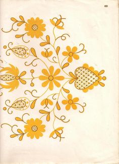 a yellow and white floral design on a piece of paper