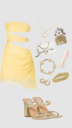 Yellow | fancy | yellow outfit | dress | dress outfit | fancy outfit | dinner outfit | spring | spring outfit | pastel | fashion | fashion outfit #dress #yellow #fashion #fashioninspo #aesthetic #outfitinspo Yellow Outfit Dress, Dinner Outfit Spring, Outfits Pastel, Outfit Dinner, Dinner Outfit, Pastel Fashion, Yellow Outfit, Outfit Dress