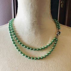 Handcrafted green Czech Pearl forsterite peridot gemstone clasp necklace, high quality Czech glass pearls, recycled spacers from vintage broken jewelry, handmade genuine faceted forsterite peridot gemstone box clasp set in oxidized silver, one of a kind elegant statement piece, 18" long with 20" fall. Green Faceted Beads Jewelry As Gift, Green Faceted Beads Jewelry For Gift, Formal Green Faceted Beaded Necklaces, Formal Green Jewelry With Gemstone Beads, Formal Green Beaded Necklace With Faceted Beads, Green Gemstone Beads Jewelry For Formal Occasions, Formal Green Single Strand Beaded Necklace, Elegant Green Faceted Beaded Necklaces, Elegant Green Faceted Beaded Necklace