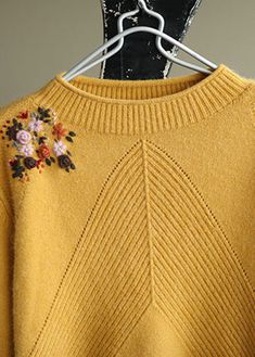 Casual Yellow Embroideried Floral Knit Sweater WinterFabric: Knit BlendedSize & Fit: Fit: This garment fits true to size.Length: Size M measures 24.57"from shoulder to hemBust: Great for any cup size. Waist: Loose Fit. Comfortable room throughout midsection.Hip: Loose Fit - room for hips. Hand Wash Cold. Winter Knit Sweater, Orange Plaid, Floral Knit, Purple Plaid, Winter Tops, Knitwear Design, Cotton Skirt, Faux Fur Jacket, Winter Casual