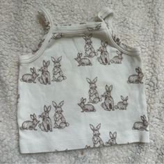 Brand New Never Worn, 100% Cotton 12-18 Months. Tags Kate Quinn, Old Navy, Zara, H&M, Target, Wild Wawa, Rylee + Cru, Quincy Mae, Carters, Cotton On Cute Brown Tops For Playwear, Cute White Sleeveless Top, Cute Printed Tops For Playwear, Cute White Top With Bunny Print, Cute Bunny Print Tops For Spring, Cute Bunny Print Summer Tops, Cute White Tops With Bunny Print, Cute Brown Tops For Playtime, Spring Printed Tops For Playtime