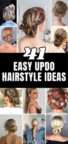 Save this pin for a stunning collection of chic and simple updo hairstyles, suitable for every hair length. Whether you're looking for a quick fix or a glamorous transformation, these styles will elevate your look. Tap to discover your next go-to hairstyle! #UpdoHairstyles #HairInspo #ChicAndSimple #FashionBlog Homecoming Hair Updos Easy, Quick Elegant Hairstyles Easy Updo, Casual Up Do, Easy Hair Updos For Beginners, Pin Curl Updo, Unique Updos, Simple Updos