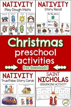 christmas preschool activities and printables for the nativity activity pack, including an image of