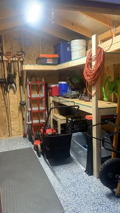 a garage filled with lots of tools and supplies