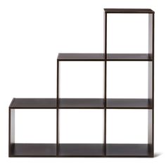 a black shelf with four shelves on each side