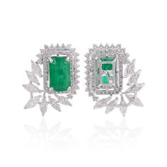 4.14TCW Emerald and Diamonds in 10k 14k 18K Solid White Gold Earrings Studs Natural Certified Zambian Colombian Halo Wedding Christmas Gift for Her Handmade Fine Jewelry Details :- Item Code:- SEE-1093 Gross Weight :- 6.17 gm 18k White Gold Weight :- 4.902 gm Diamond Weight :- 2.20 ct. (Si Clarity Hi Color Certified Diamonds) Emerald Weight :- 4.14 ct. Earrings Length :- 20.70 mm Earrings Width :- 16.33 mm Earrings Height :- 4.78 mm ≫ FAQ below for more detail. ✦ Sizing We can adjust most items Luxury Green Diamond Earrings For Wedding, Luxury Green Bridal Earrings, Formal Fusion Earrings With Diamond Accents, Fusion Style Formal Earrings With Diamond Accents, Formal Fusion Style Earrings With Diamond Accents, Diamond Earrings With Diamond Accents In Fusion Style, Fusion Style Diamond Earrings With Accents, Diamond Fusion Earrings With Accents, Green Diamond Cut Wedding Earrings