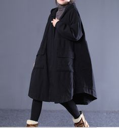 Long Women Casual Hooded Parka Plus Size Coat Jacket ,Custom make service available! Please feel free to contact us if you want this dress custom made.Materials used: cotton blendedSize: M: chest:112 cm length:103 cm sleeve：57 cm L : chest:116 cm length:104 cm sleeve：58 cm Most of our dresses are made of cotton linen fabric, soft and breathy. loose dresses to make you comfortable all the time.Flattering cut. Makes you look slimmer and matches easily.Payment:We accept payment by paypal and credit Plus Size Coat, Dresses To Make, Loose Dresses, Crochet Clothing, Plus Size Coats, Hooded Parka, Cotton Linen Fabric, Simple Trendy Outfits, Casual Coat