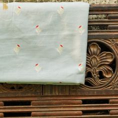 Powder Blue Pure Cotton Silk Banarasi Fabric - Khinkhwab Unstitched Cotton Embroidered Fabric With Motifs, Cotton Saree With Woven Motifs In Blue, Blue Raw Silk Blouse Piece With Traditional Patterns, Traditional Handloom Cotton Fabric, Unstitched Blue Saree With Woven Motifs, Blue Saree With Woven Motifs Unstitched, Blue Saree With Woven Motifs, Traditional Festival Cotton Saree Fabric, Unstitched Raw Silk Fabric With Motifs