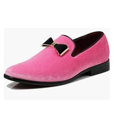 Men's Vintage Bow Tie Velvet Dress Loafers Slip On Fashion Shoes S23 Pink Tuxedo Pink Mens Dress Shoes, Black Loafers Men, Pink Tuxedo, Vintage Bow Tie, Mens Slip On Loafers, Black Leather Dress Shoes, Mens Leather Loafers, Buckle Loafers, Moccasins Mens