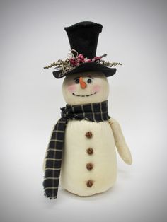 a snowman with a black hat and scarf on it's head is standing in front of a white background