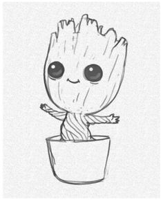 a drawing of a baby groote in a pot