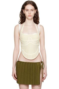 Isa Boulder: Beige Cowgirl Camisole | SSENSE Beige Fitted Halter Neck Tank Top, Fitted Beige Halter Neck Tank Top, Spring Tank Top With Corset Back, Fitted Beige Tank Top, Fitted Spring Halter Top With Tank Straps, Fitted Halter Neck Tank Top With Straps, Fitted Halter Neck Top With Straps, Summer Fitted Tank Top With Suspenders, Summer Cami Corset With Adjustable Straps