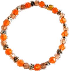 Casual Orange Beaded Bracelet, Casual Orange Beaded Bracelets, Adjustable Orange Faceted Beaded Bracelet, Adjustable Orange Stretch Bracelet, Casual Orange Beaded Stretch Bracelet, Adjustable Orange Stretch Bracelet With Round Beads, Casual Orange Hand-strung Beaded Bracelets, Casual Orange Beaded Bracelets With Round Beads, Orange Beaded Stretch Bracelet With Round Beads