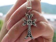 Armenian jewelry Cross Silver 925 Eternity sign Symbol Armenian khachkar Gift Men women Apostolic church Christian Catholic cross with chainThis cross is handmade.Sterling silver 925.Length approx. 4 cm= 1.6 inchWeight: 5.5 gramsChain: Sterling silver 925The chain pattern is not always the same.Shipping time:Europe 3 weeks.USA and other countries 3 weeksI don`t accept returns and  exchanges.Request a cancellation within: 1 hour of purchase.FREE shipping Worldwide!We make the jewelry of Sterling Symbolic Hallmarked Cross Jewelry, Symbolic Cross Necklace As Gift, Symbolic Cross Necklace Gift, Silver Stamped 925 Cross Necklace For Gift, Stamped 925 Cross Necklace For Gift, Eternity Sign, Armenian Jewelry, Church Christian, Pomegranate Jewelry